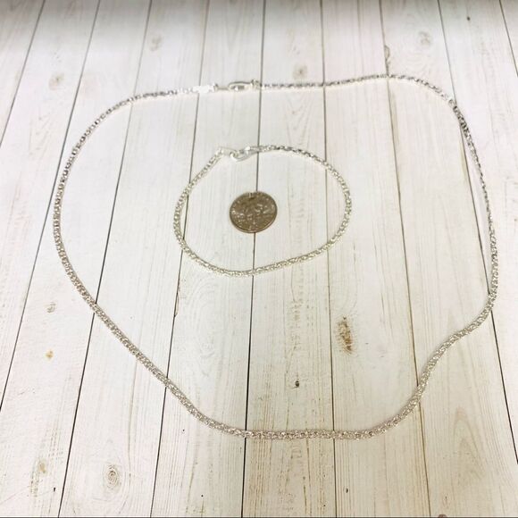 Flat Silver Nugget Chain and Bracelet - Picture 1 of 2